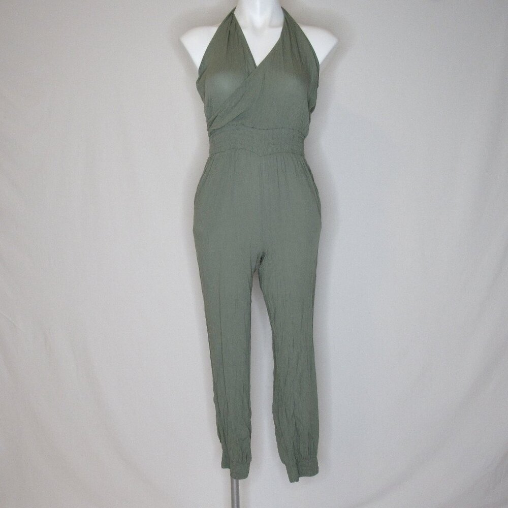 Prana Green FERNIE Jumpsuit Halter Neck Elastic Waist Women's S Small
